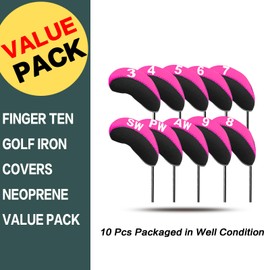 Golf Club Covers Set for Irons Neoprene Iron Head Cover Club Protector 10Pcs with/Without Top Window Accessories for Men Women (Pink (Without Top Window))