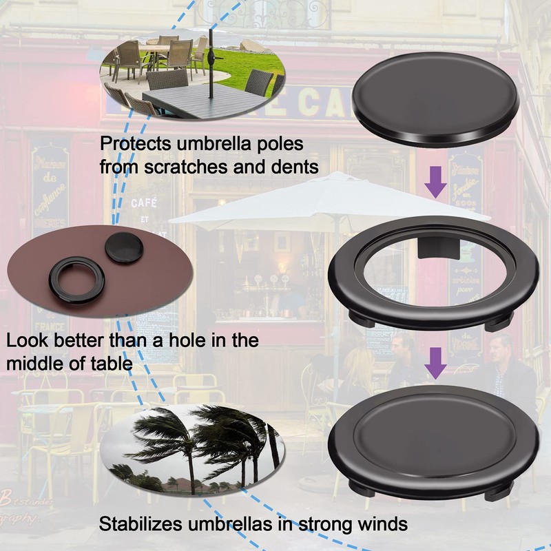 PAGOW 4 Pack Patio Table Umbrella Hole Ring and Cap