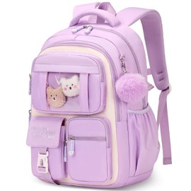 Amythe School Bag Girls Backpack School Girls Breathable School Backpack for Girls 1st - 5th Grade Casual School Bag Kids for Primary School Middle School, purple