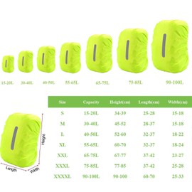 PINEPAN Rain Cover for Backpacks with Reflective Strips, Waterproof Rain Cover, School Bag, Reflector Backpack Cover, Neon Green, 100 L