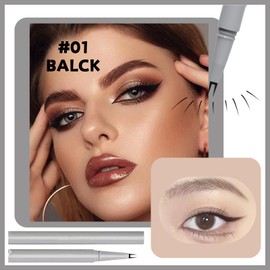 Double-Tip Lower Eyelash Pen 2024 New Waterproof 3d Bottom Lash Pen With 2 Tips Multipurpose Lower Eyelash Pencil For Lower Eyelash Eyeliner Clump-Free Precise Natural Liquid Eyeliner (#01 Black)