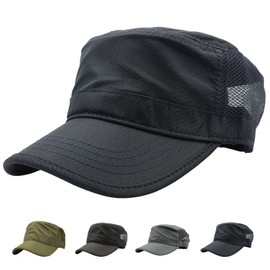RF Work Cap, Men's, Mesh, Summer Hat, Unisex, Quick Drying, Lightweight, Plain, Military (22.0 - 23.6 inches (56 - 60 cm), Blue Black