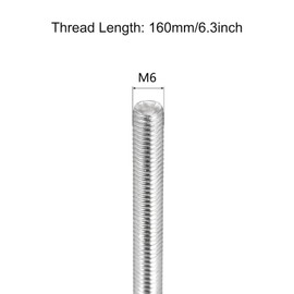 TA-VIGOR 4Pcs M6 x 160mm Fully Threaded Rod, 304 Stainless Steel Studding Rod Bar, Right Hand Threads Rods for Anchor Bolts, Clamps, Hangers and U-Bolts