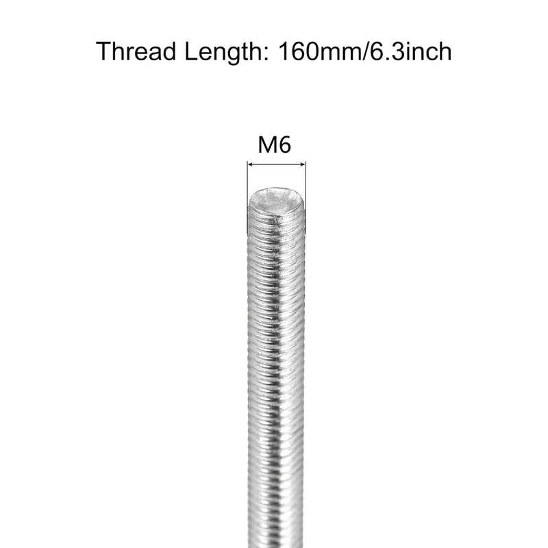 TA-VIGOR 4Pcs M6 x 160mm Fully Threaded Rod, 304 Stainless
