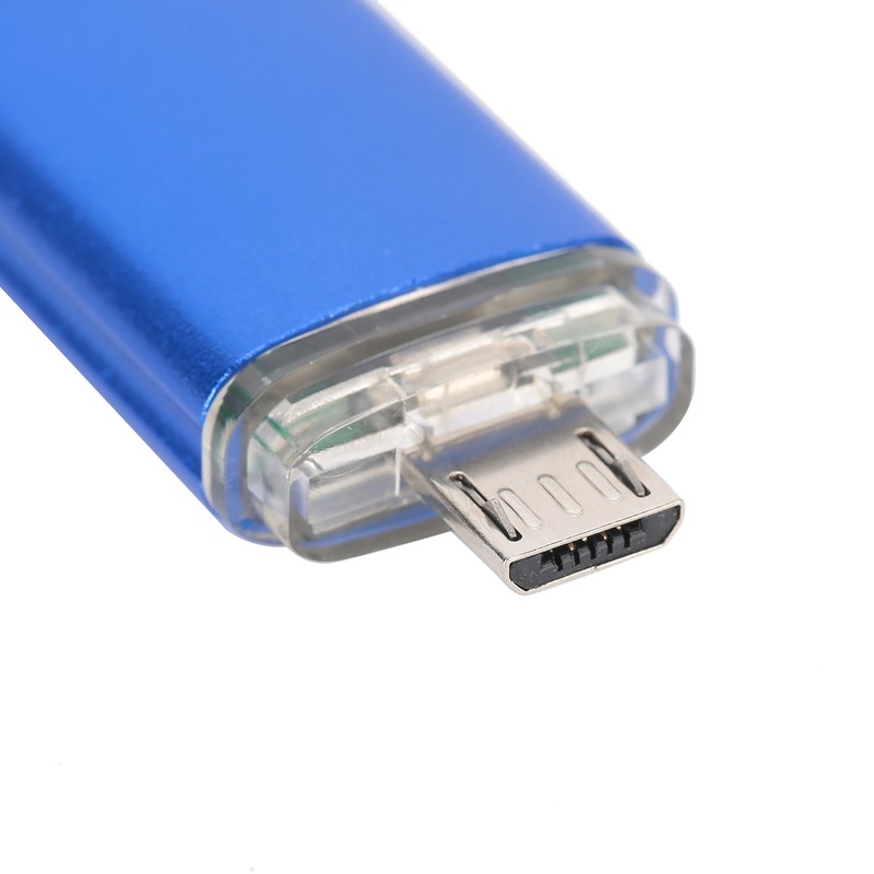 U Disk OTG Bright Blue DualHead Mini Metal USB 2.0