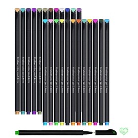 Plumones Punta Pincel de 24 Colores, Marcadores, Plumas de Colores de Punta Fina, Conjunto de Bolígrafos de Súper Fino de 0.4 mm,Planificadores con Punta de Fineliner No tóxico para Escribir y Dibujar