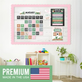 Hadley Designs Classroom Calendar Set Bulletin Board Decor – School Calendar For Classroom Elementary & Preschool, Bulletin Board Decorations With Weather Chart & Seasons, Cactus Teacher Must Haves