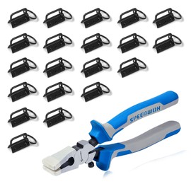 SPEEDWOX 20 Pcs 1.25" Dark Black Key Fob Hardware Set with Pliers, 8 Inch Glass Breaking Pliers with Rubber Tips TPR Handles, for Wristlet Keychain Key Lanyard Making