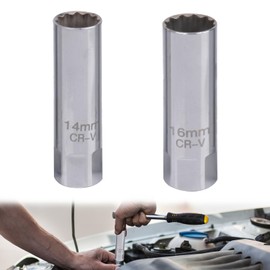 HANIUTTY Spark Plug Wrench, Pack of 2, Spark Plug Wrench, 16 mm, Spark Plug Wrench, 14 mm, Extra Thin-Walled Spark Plugs for Car Repair, Spark Plug Wrench Set (14 mm + 16 mm)