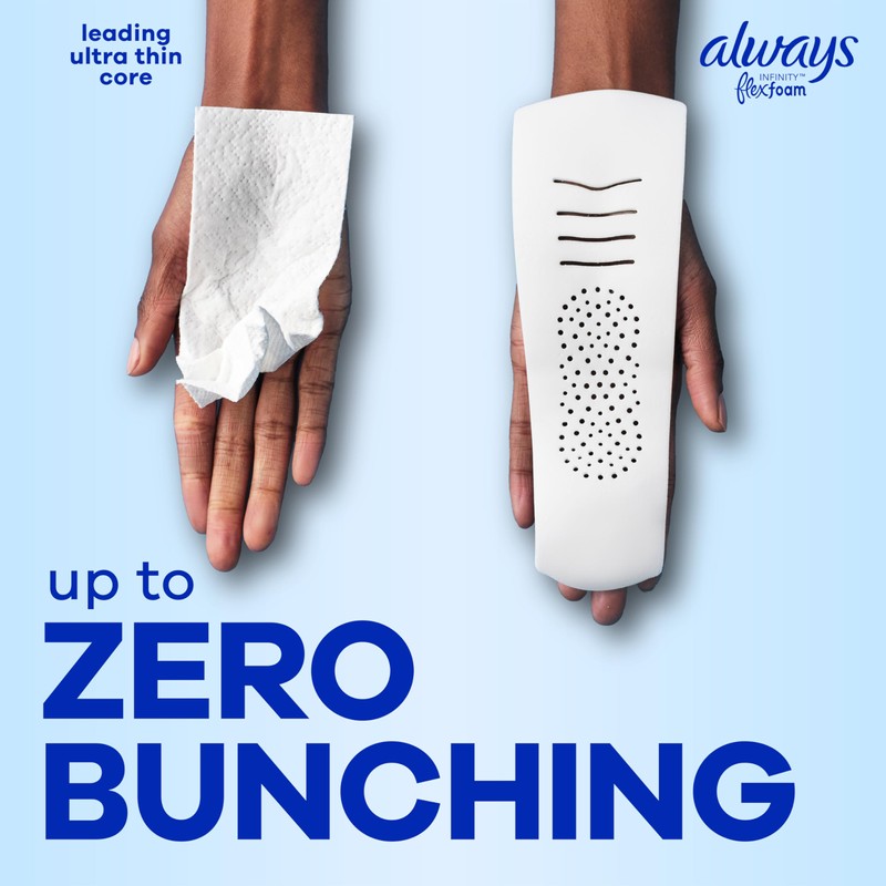 Always Infinity Feminine Pads for Women, Flexfoam Pads with Wings,