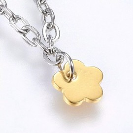 Unbranded Stainless Steel Charm Bracelet Lobster Flower Gold Silver Color 7.8" 2.5mm A74