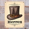 Vintage Men's Toilet Sign with Cylinder in Beige