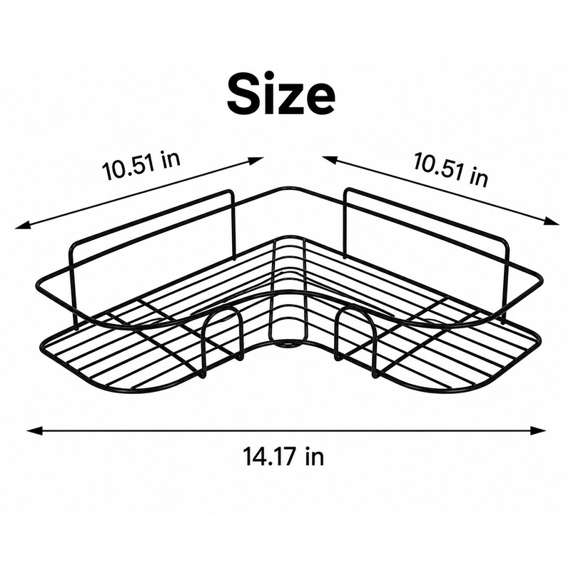 Corner Bathroom Shelf for Shower Storage - No-Drill Adhesive Iron