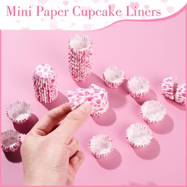 Glavatrix Valentine’s Day Mini Cupcake Liners 1000 Count Heart Cupcake Wrappers Baking Cup Greaseproof Paper Muffin Liners for Valentines Xmas Baby Shower Wedding Birthday Party Candy Chocolate Decor