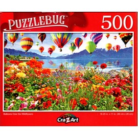 Balloons Over The Wildflowers - 500 Pieces Jigsaw Puzzle
