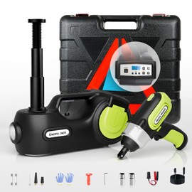 E-HEELP Electric Car Jack Kit 5 ton 12V Hydraulic Car Jack Lift (Lifting Range: 5.3-14.17inches) with Impact Wrench Inflator Pump for Car SUV Sedan MPV, LCD Display and Tire Pressure Monitor