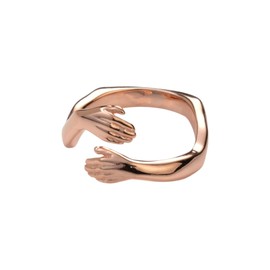 Rose Gold Hugging Ring - Rose Gold Open Ring - Rose Gold Plated Hug Ring - Adjustable Ring - Hug Ring 925 Sterling Silver - Gift for Her, Sterling Silver, No Gemstone