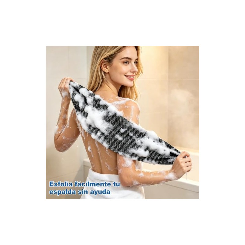 4PCS Zenbody Toalla Exfoliante Japonesa, Doble Cara con 4 Ganchos