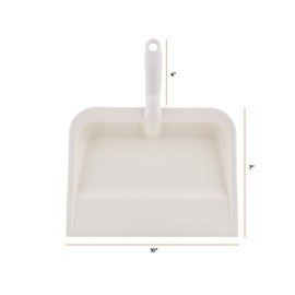 Superio Heavy Duty Plastic Dustpan with Comfort Grip Handle Beige, Durable, Lightweight Multi Surface Dust Pan Easy Broom Sweeping, 10 inch Wide