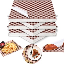 AmazingSpark 200 Pcs Deli Paper Sheets 12 x 12 Inch Wax Paper Sheets for Food Coffee Colored Checkered Basket Liners Grease Resistant Sandwiches Wrapping for Hot Dog BBQ Outdoor Picnic Festival Party