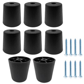 pafnisoin Furniture Feet Black 8 pcs Furniture Legs around Ø 50/40 mm x H 50 mm Cabinet Feet Plastic Feet for Furniture Sofa Feet with 8 Screws for Cupboard, Sofa, Chair