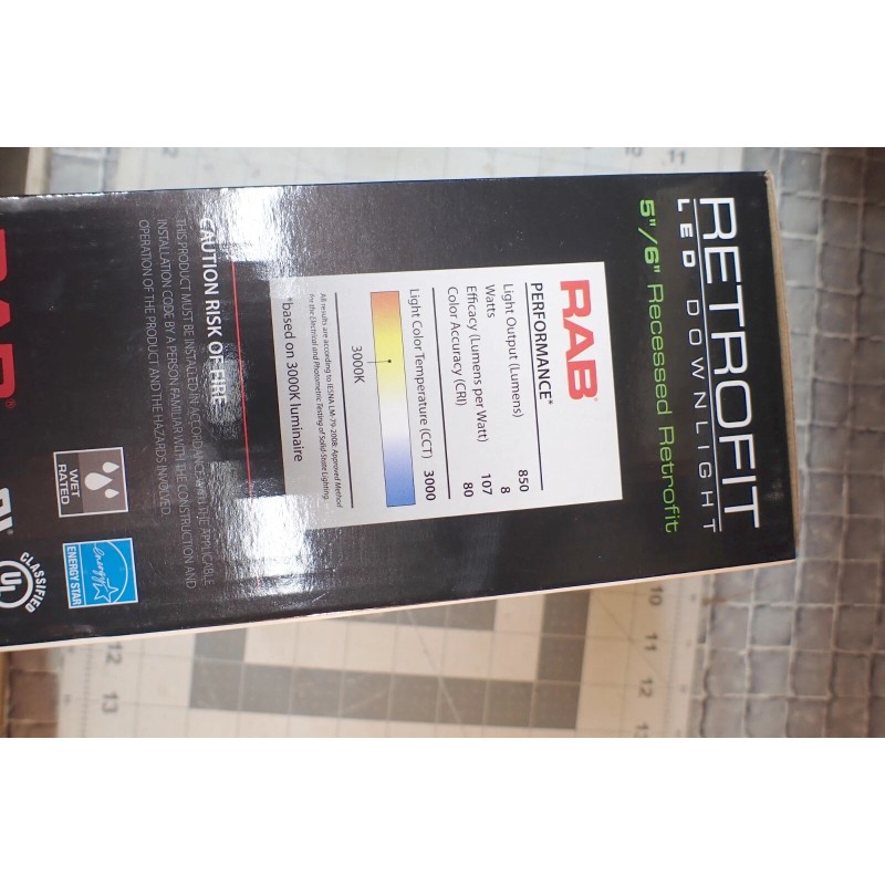 RAB LED 3000K 5" - 6" Recessed Retrofit Downlight 8W,