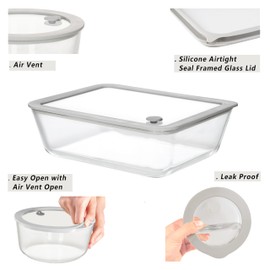 EcoEvo Glass Food Containers with Glass Lids, 3 Pack of Large Size, Microwave Safe Meal Prep Containers