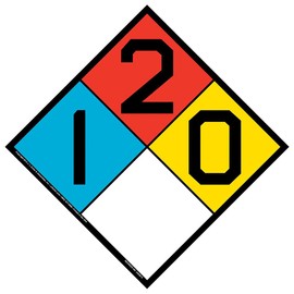 1-2-0-None NFPA Hazardous Materials Sign, 15" x 15" Permanent Self Adhesive Vinyl with Rounded Corners for Indoor and Outdoor Use, J. J. Keller & Associates, Inc.