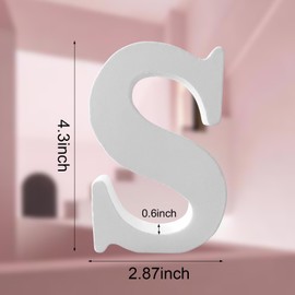 Wood Letters 4.3 Inch, White Unfinished Wood Letters for Graft, Wooden Letters for Wall Decor, Standing Letters for Bedroom, Home, Birthday, Party, DIY Graft (S)