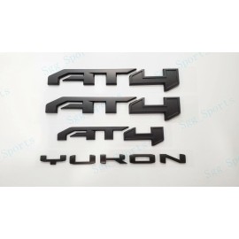 GMC 4PCS Set GMC 2021-2023 Yukon Yukon XL Door & Rear Matte Black AT4 YUKON Emblems