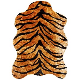 Walk on Me Classic Faux Fur Tiger Skin Rug - New Made in France (5x7 (Actual 56" x 79"))