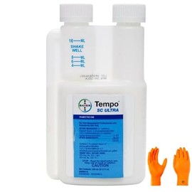 Tempo S C Ultra 240 mL (8 fl oz) - Controls Over 100 Insect pest, for Indoors and Outdoor use, with USA Supply Protective Gloves