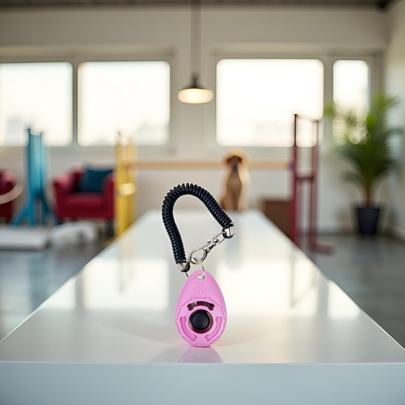 Cauaoa 1pc Pink Clicker Easy to Use with Button Dog