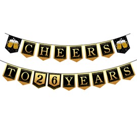 26th Happy Birthday Banner, 26 Year Old Birthday Decorations for Women or Men, Amazing Party Bunting Decoration, Hanging Decor for Her or Him