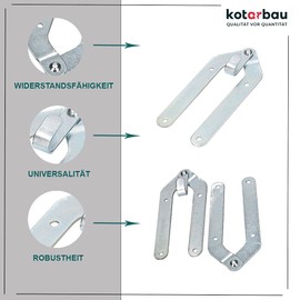 KOTARBAU® Set of 2 Ladder Tape with Hooks Ladder Hinge Galvanised Hinge Stepladder Tape Silver Ladder Tape Opening 180 Degree Folding Ladder Tape Top Quality