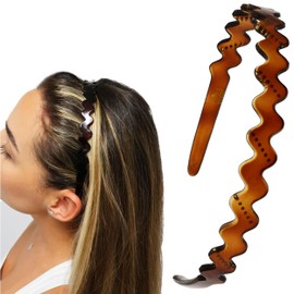 Camila Paris CP3881 French Headband for Women, Tortoise Shell, Strong Hold Grip Women's Hair Band, Ligth and Very Flexible, No Slip and Durable Styling Girls Hair Accessories, Made in France