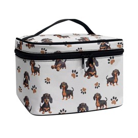 Jolamirel Makeup Bags Pouches for Toiletry Organizer, Cute Puppy Cats Print Cosmetic Bag Toiletry Bag for Travel Essentials, Dachshund Dog Paws, Travel