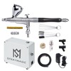 SprayMagic Airbrush Kit with Air Compressor, 50PSI Dual-Action Gravity Air