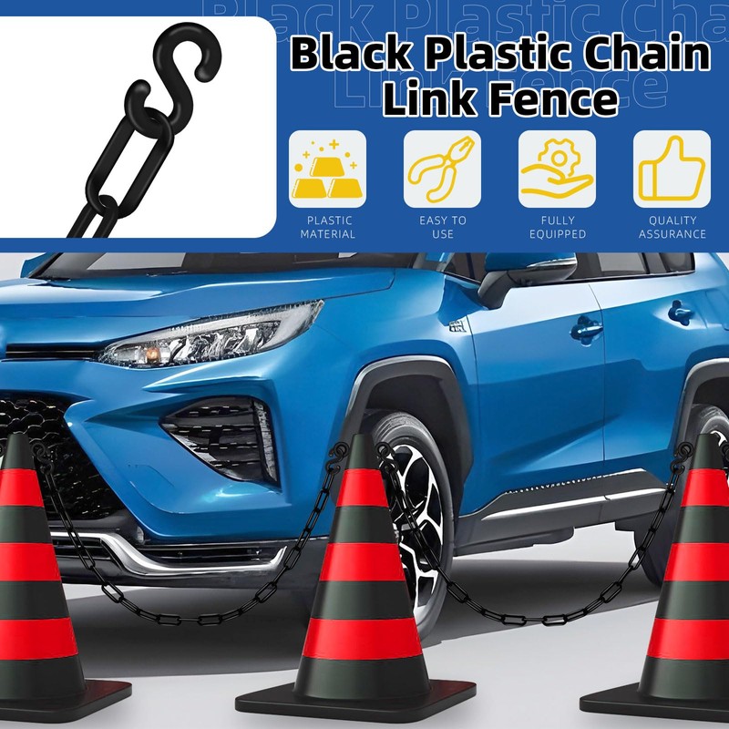 Glarks 21pcs 5Mx 6mm Plastic Chain Barrier with S Hooks,