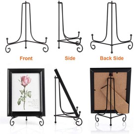 SHSHbuy Iron Plate Stand, Pack of 4 4 Inch Black Display Stand, Plate Stand, Metal, Plate Stand, Foldable Plate Holder for Photos, Plates, Artworks, Books