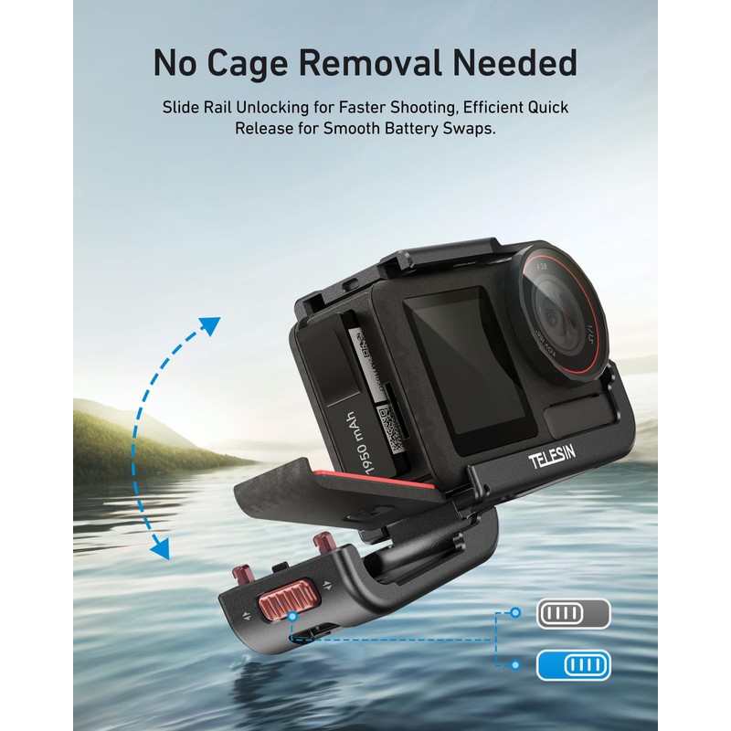 TELESIN 54g Ultra-Light Camera Cage for DJI Action 5 Pro