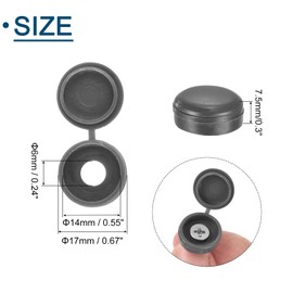 sourcing map 100Pcs Screw Caps, 6mm/0.24" ID Screw Snap Covers Washer Flip, PVC Hinged Screw Cover Caps for Covering Screw Heads(Dark Grey)