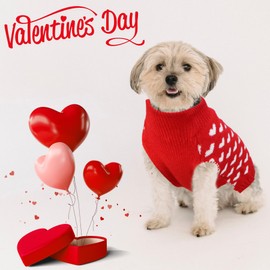 GOYOSWA 2 Pack Valentine’s Day Dog Sweater, Dog Valentines Outfit Clothes Knitted Dog Heart Sweaters for Small Medium Large Dogs Pets (Red Heart & Pink Heart, Large)