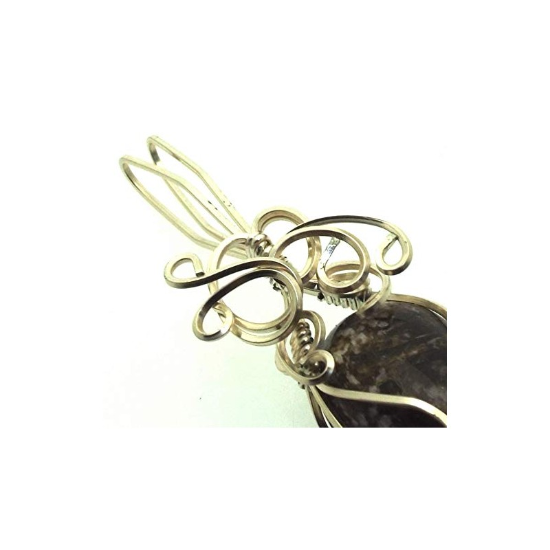 Dravite Brown Tourmaline Silver Filled Wire Wrapped Pendant 03