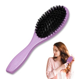 Boar Bristle Hair Brush 100% Soft Natural Bristles for Thin and Fine Hair Comb with Wooden Handle Purple Hair Brush for Women Men Hristle Brush Hairs Restore Shine Reduce Frizz for All Hair Types
