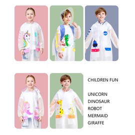 HSTiSan Unisex Students Hooded Rain Poncho Kids Raincoat Rainwear Durable Waterproof Windbreaker With Pockets (13-14 Years, Pink Mermaid)