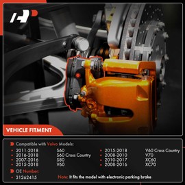 A-Premium Rear Parking Brake Actuator Compatible with Volvo XC60 2010-2017 XC70 2008-2016 S60 2011-2018 V60 V70 S60 S80 Cross Country Rear Left or Right