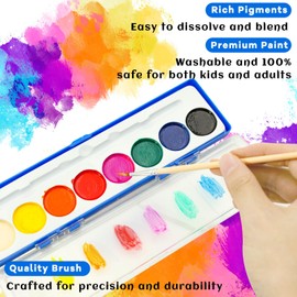 MuseLuxe 7 Pack Watercolor Paint Set for Kids - 8 Washable,Bright Colors with Paintbrush Watercolor Paint Bulk for Kids Party Favors,Classrooms Supplies,Art Lessons