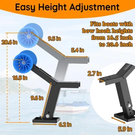 Up & Down Adjustable Boat Trailer Winch Post with Roller, Winch Stand for 3" to 4" W x 4" H Trailer Tongue, Boat Trailer Winch Stand for Speedboats, Fishing Boats & Motorboats（No Winch）
