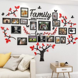 DIY Family Tree Wall Decor Sticker with 3D Picture Frames Collage for Living Room
